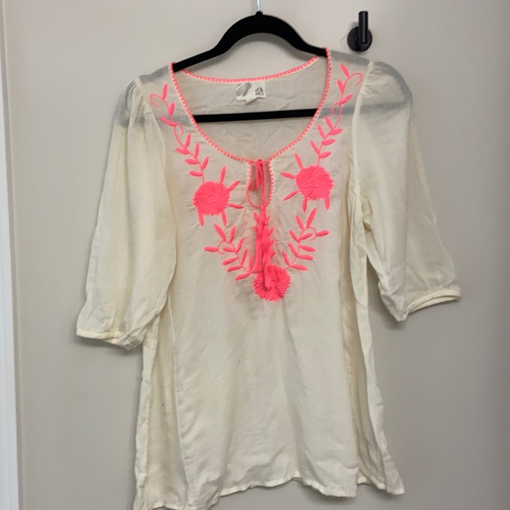 d.Ra hot pink embroidered tunic top
